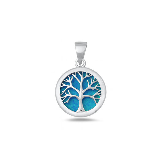 Silver Lab Opal Pendant - Tree of Life