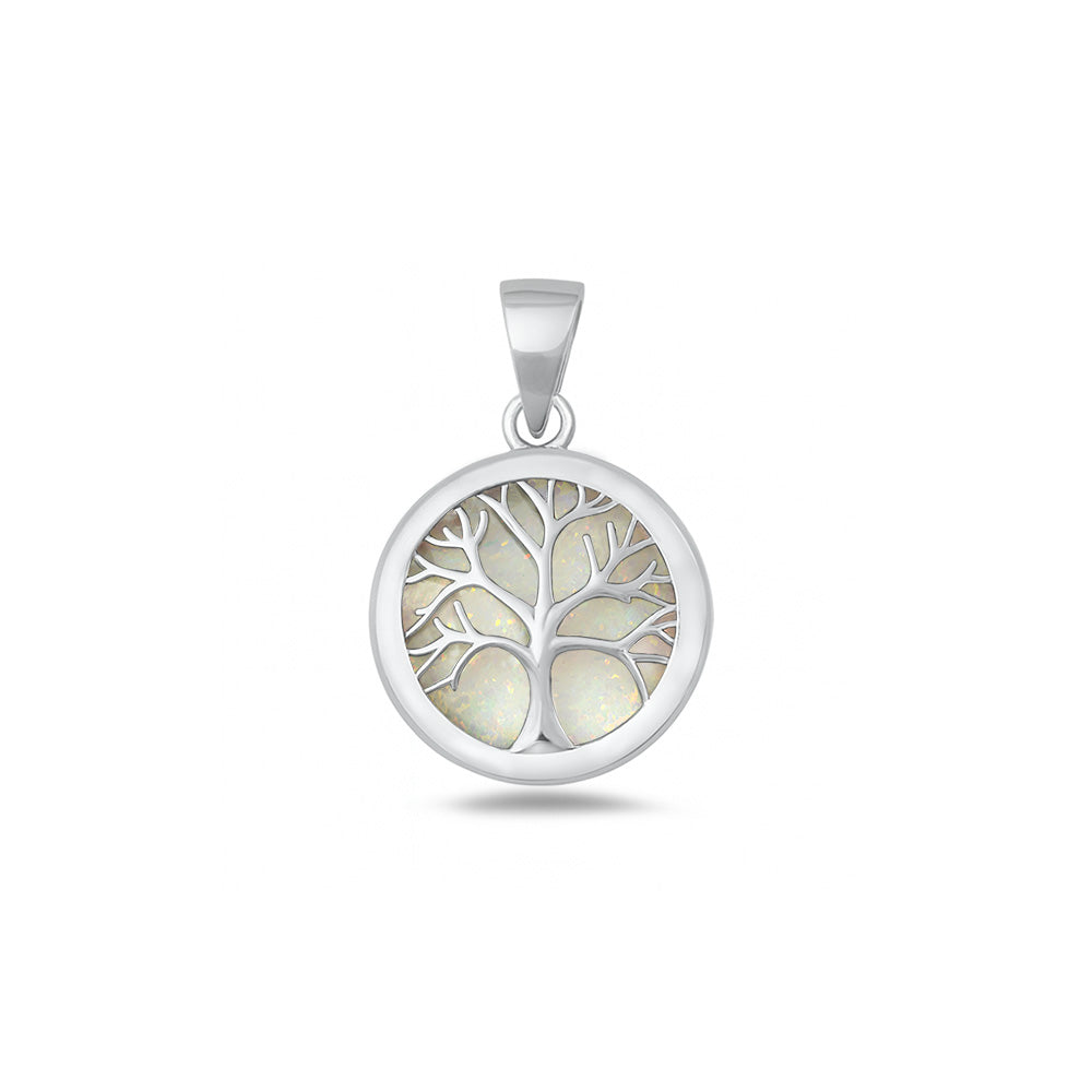 Silver Lab Opal Pendant - Tree of Life