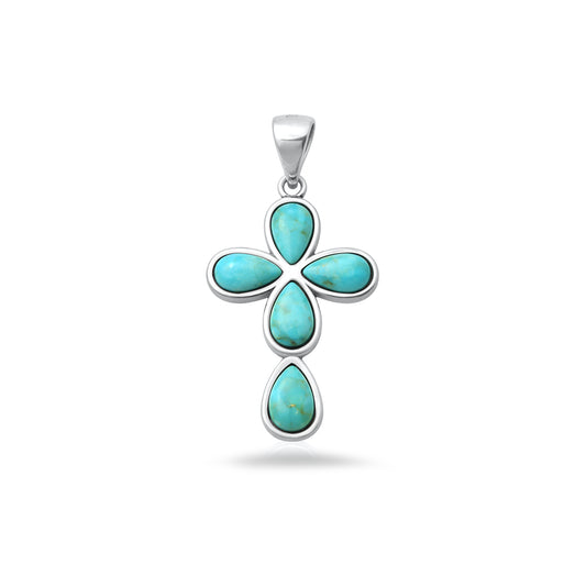Silver Stone Pendant - Turquoise