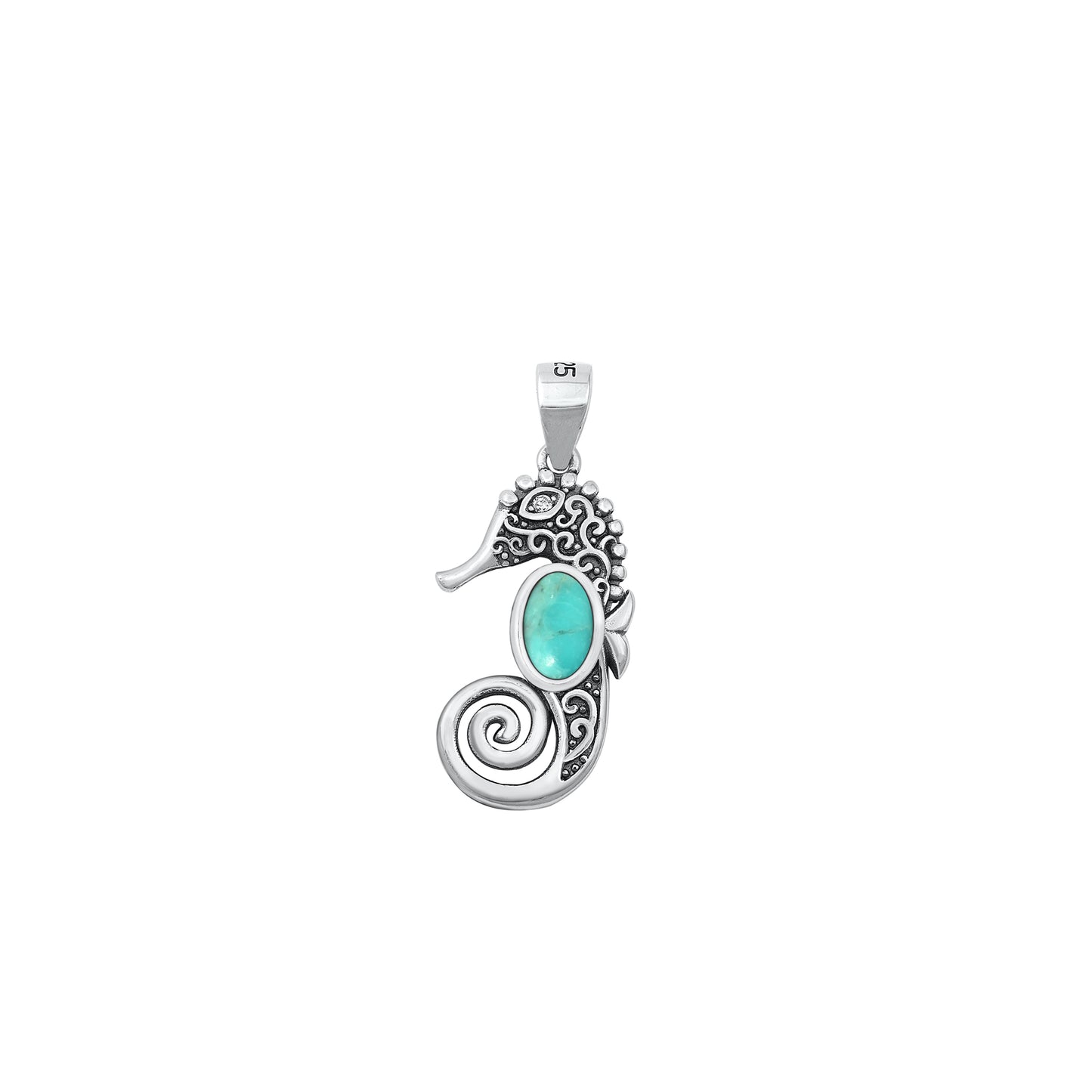 Silver Stone Pendant - Seahorse