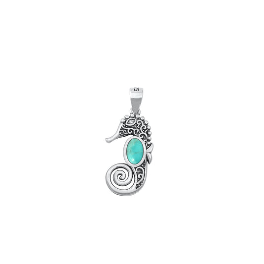 Silver Stone Pendant - Seahorse