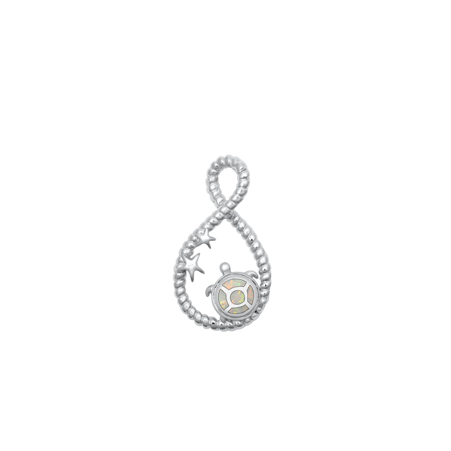 Silver Lab Opal Pendant - Sea Turtle