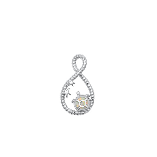 Silver Lab Opal Pendant - Sea Turtle