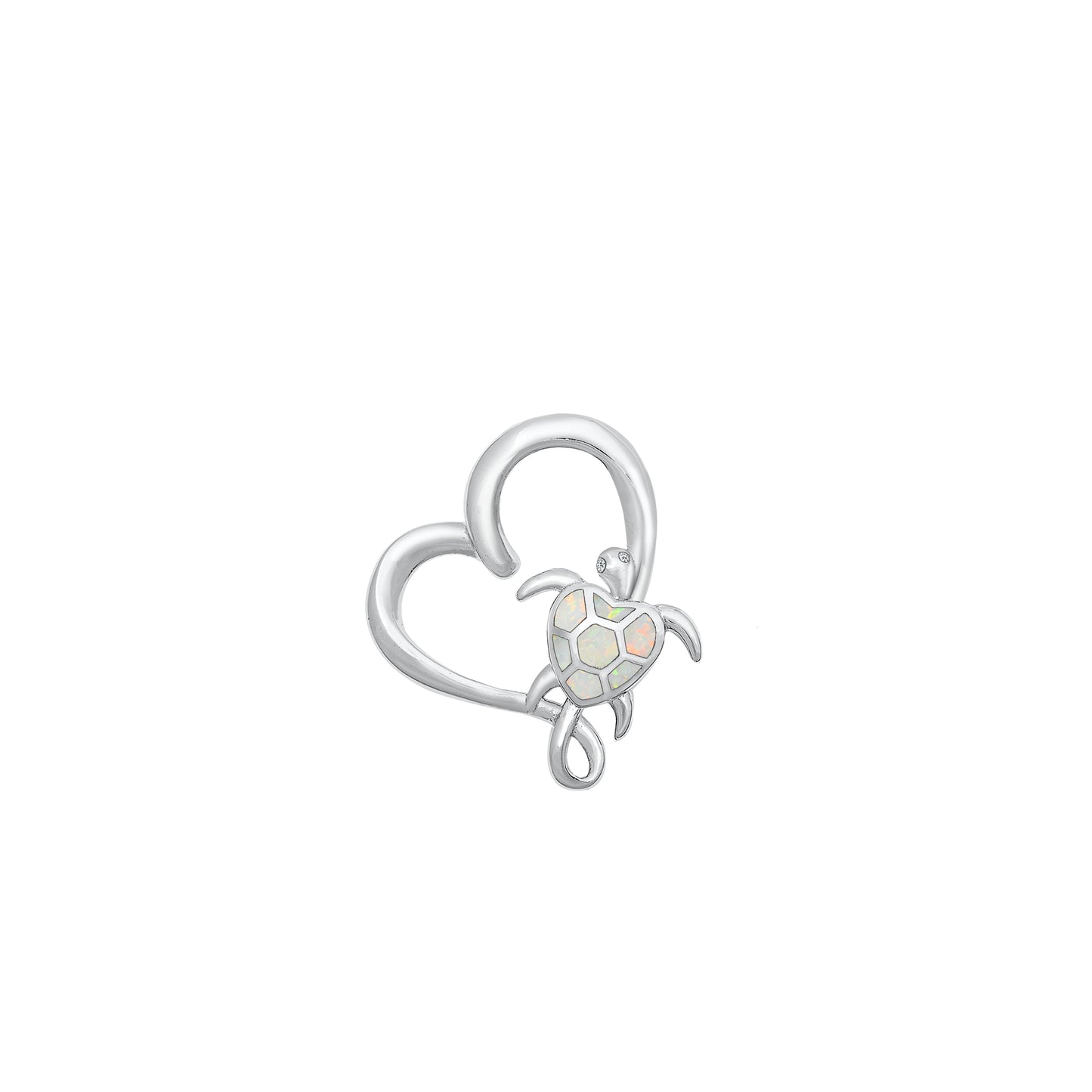 Silver Lab Opal Pendant - Claddagh in Heart