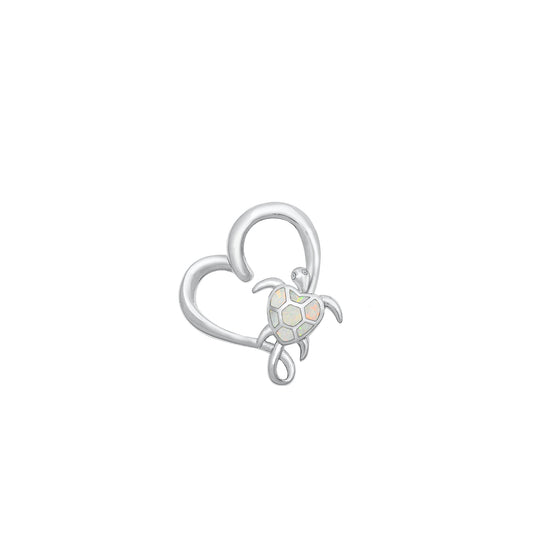 Silver Lab Opal Pendant - Claddagh in Heart