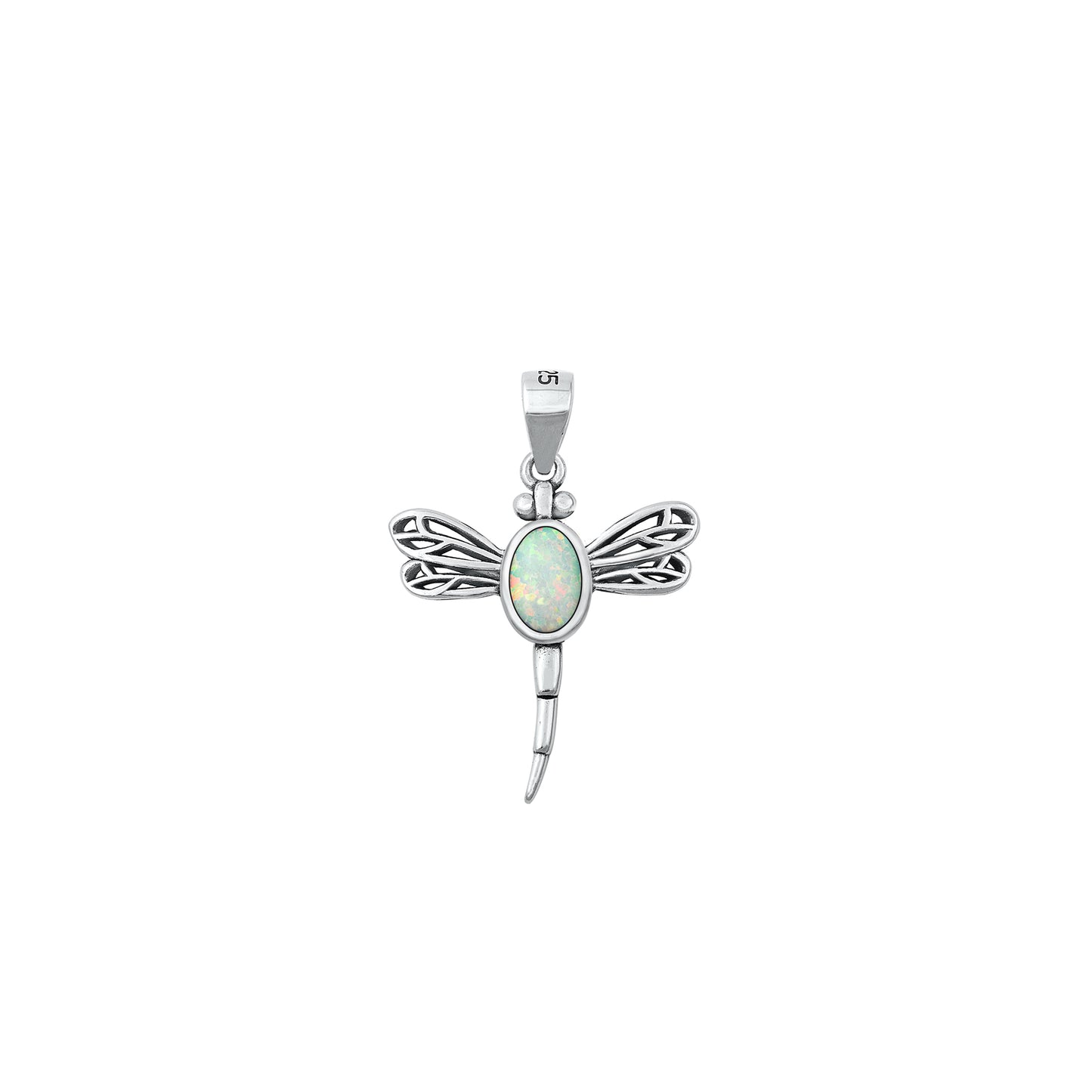 Silver Lab Opal Pendant - Dragonfly