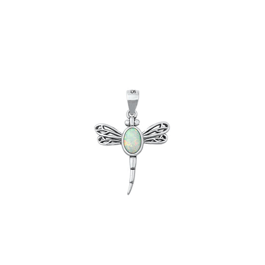 Silver Lab Opal Pendant - Dragonfly