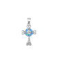 Silver Lab Opal Pendant - Celtic Cross