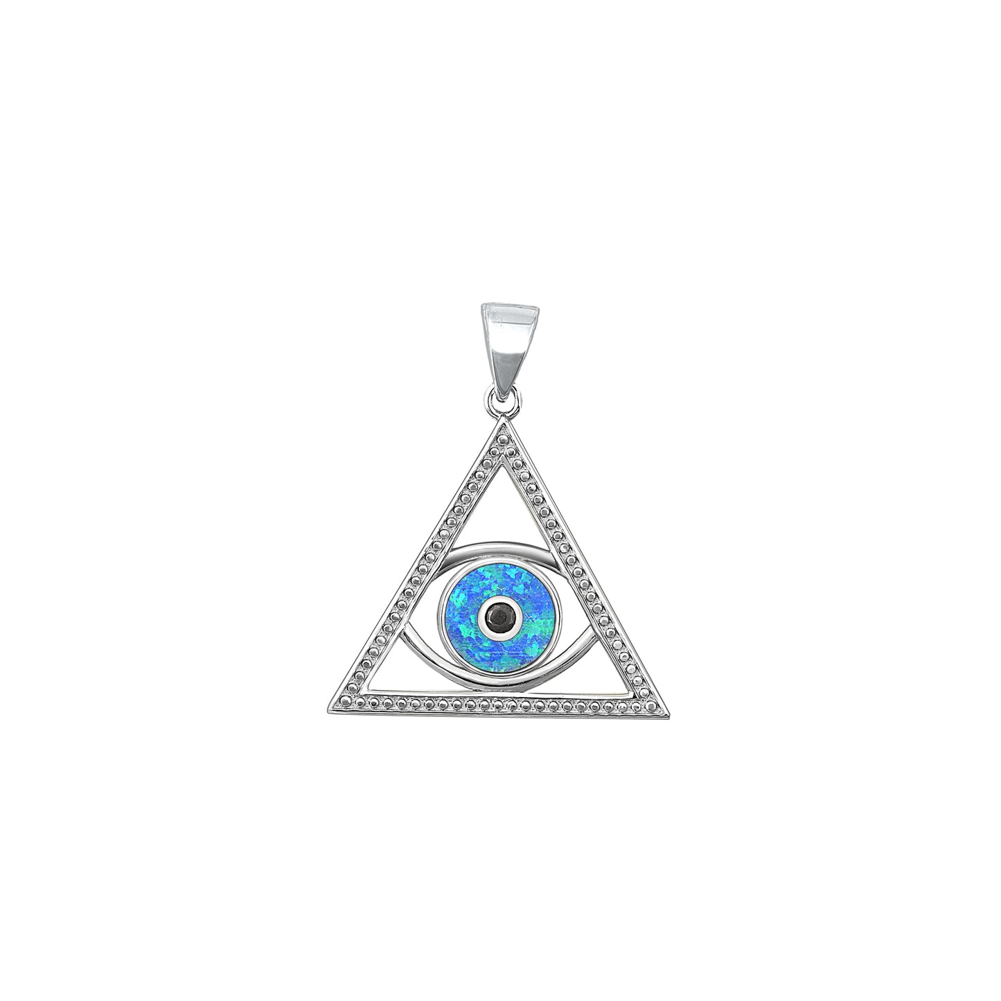 Silver Lab Opal Pendant - Eye of Providence