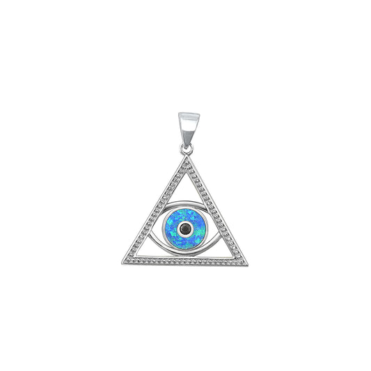 Silver Lab Opal Pendant - Eye of Providence