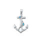 Silver Lab Opal Pendant - Anchor