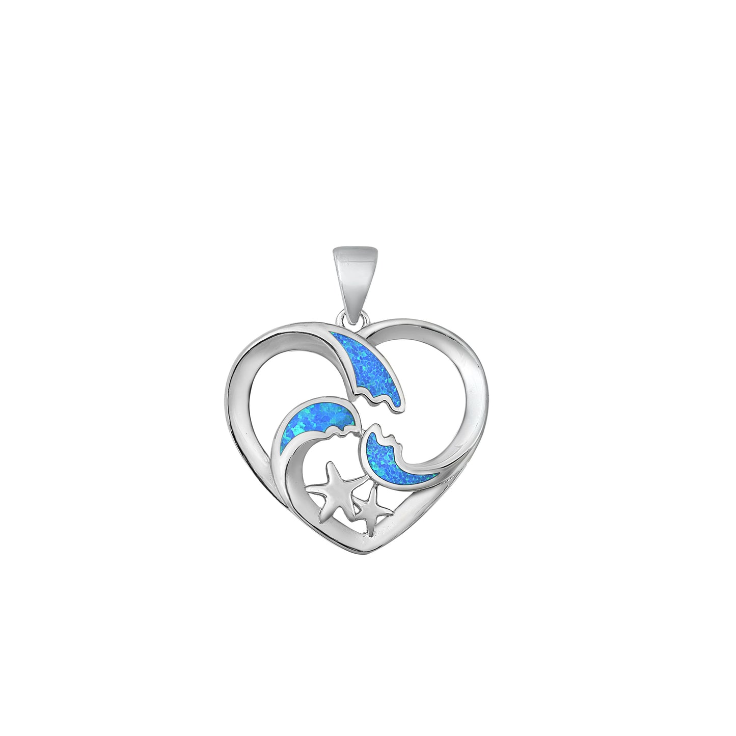 Silver Lab Opal Pendant - Heart