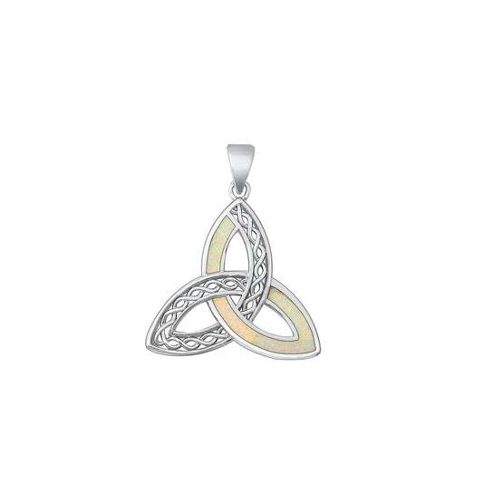 Silver Lab Opal Pendant - Triquetra