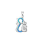 Silver Lab Opal Pendant - Cats