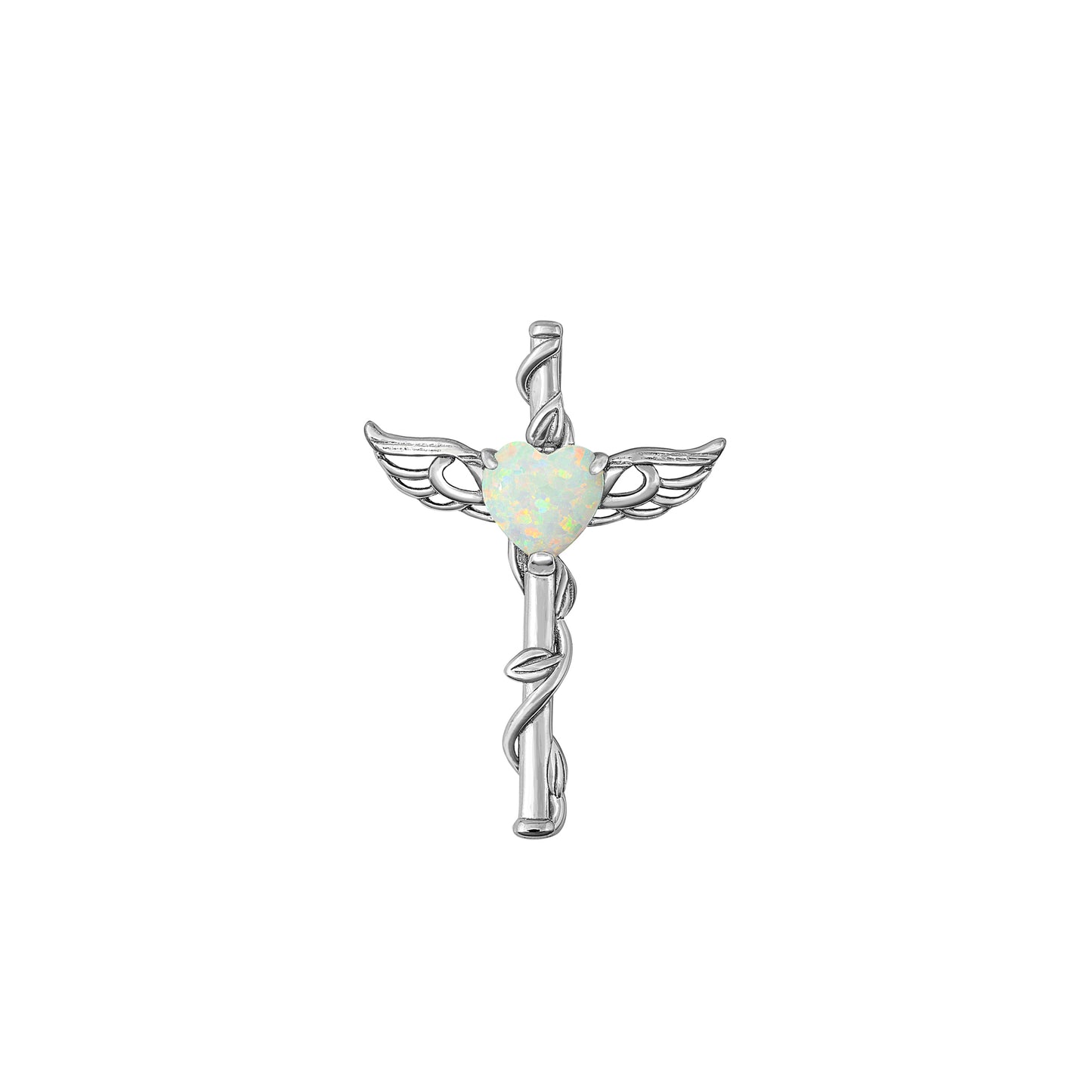 Silver Lab Opal Pendant - Caduceus