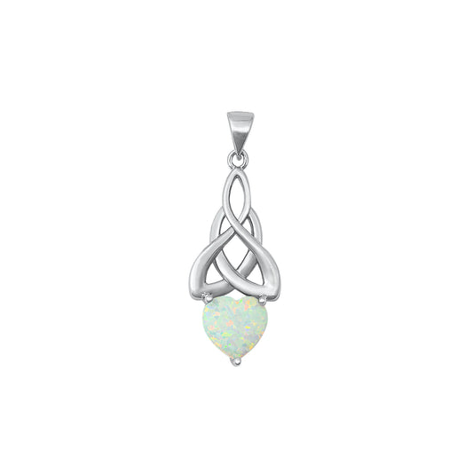 Silver Lab Opal Pendant - Celtic Heart