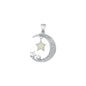 Silver Lab Opal Pendant - Moon & Stars