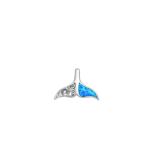 Silver Lab Opal Pendant - Whale Tail