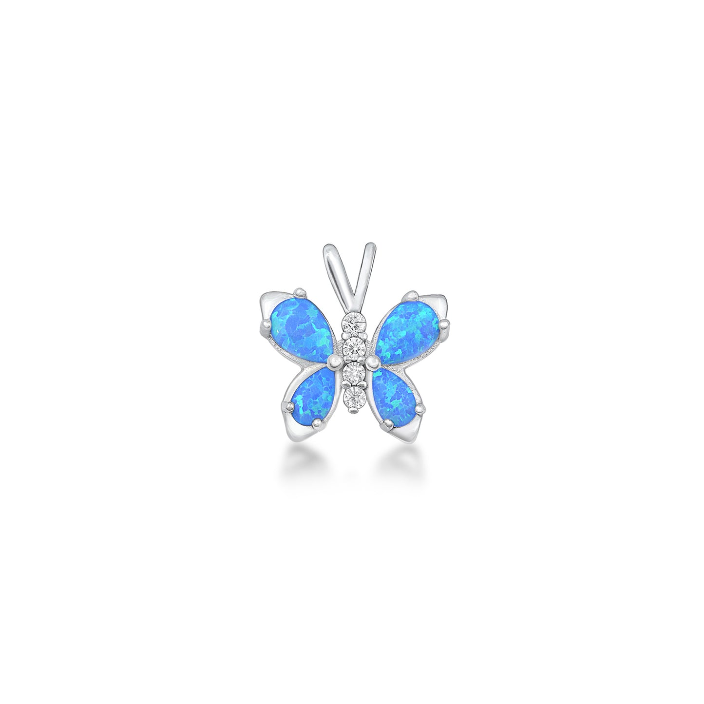 Silver Lab Opal Pendant - Butterfly