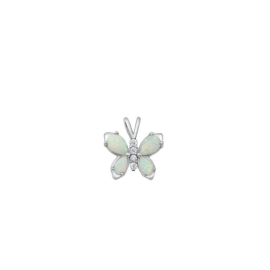 Silver Lab Opal Pendant - Butterfly