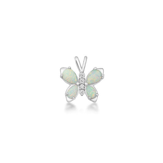 Silver Lab Opal Pendant - Butterfly