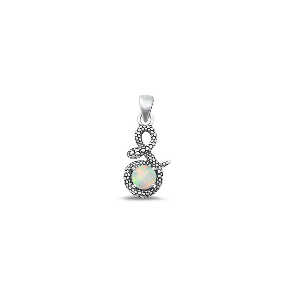 Silver Lab Opal Pendant - Snake