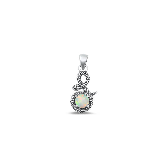 Silver Lab Opal Pendant - Snake