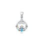 Silver Lab Opal Pendant - Claddagh