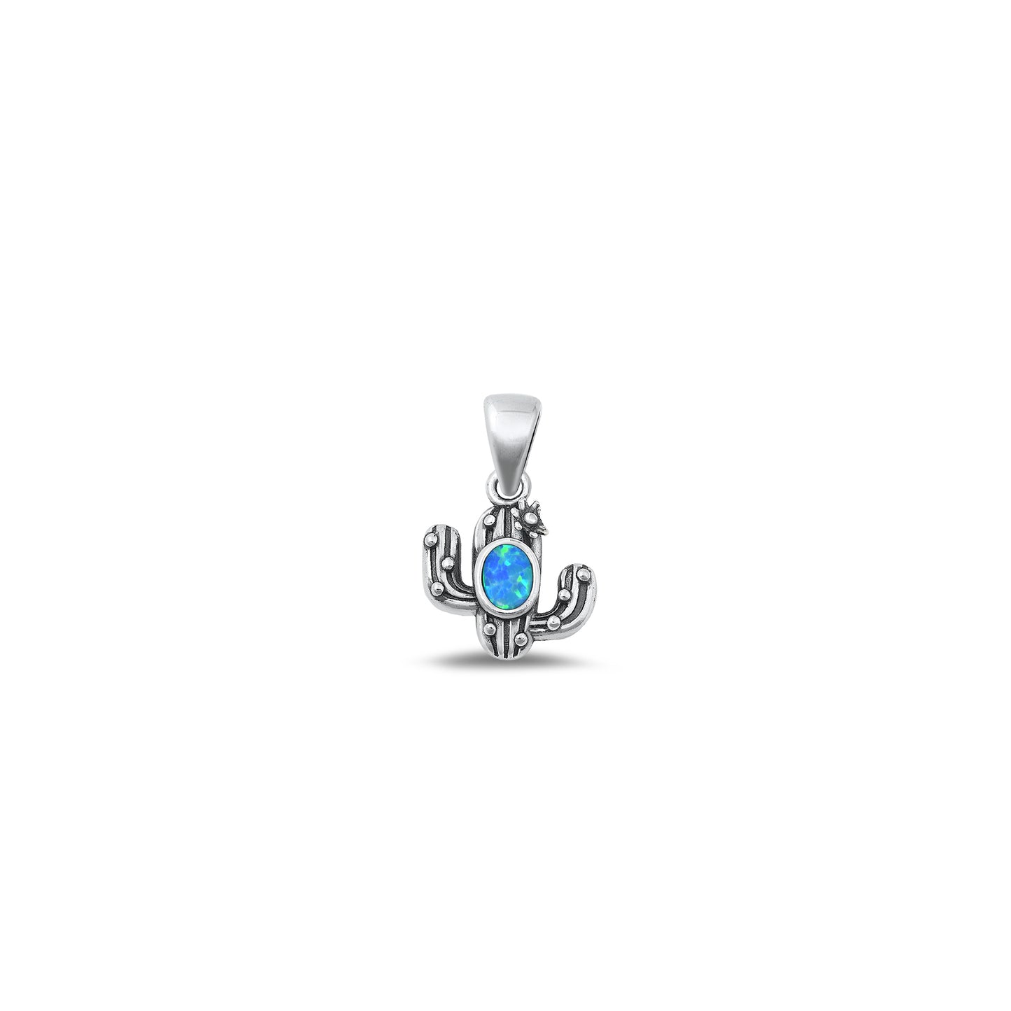 Silver Lab Opal Pendant - Cactus