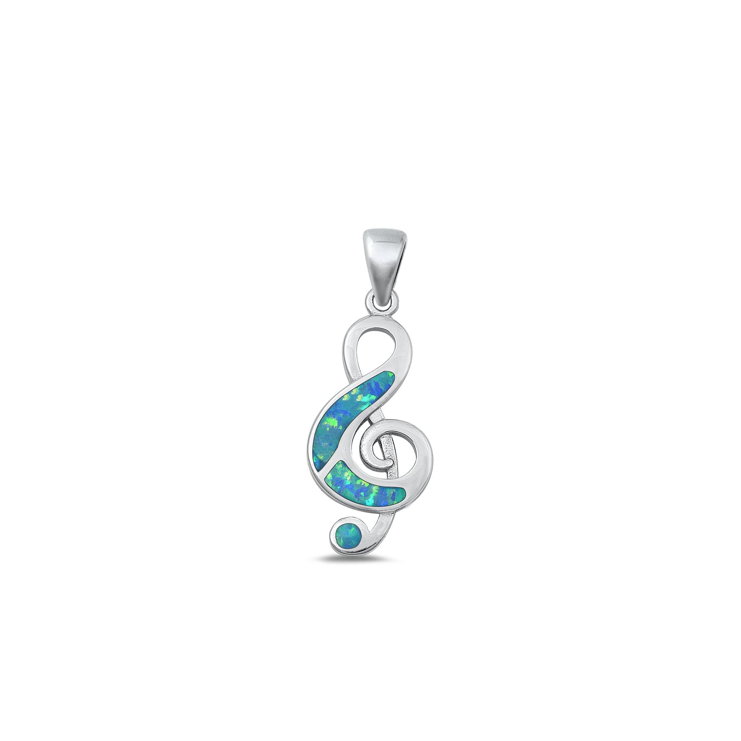 Silver Lab Opal Pendant - Music Note