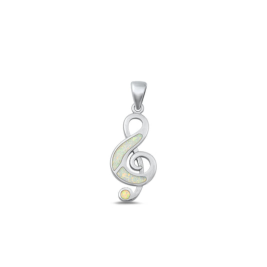Silver Lab Opal Pendant - Music Note