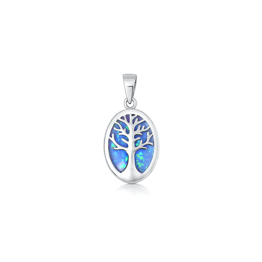 Silver Lab Opal Pendant - Tree of Life