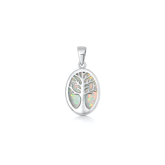 Silver Lab Opal Pendant - Tree of Life