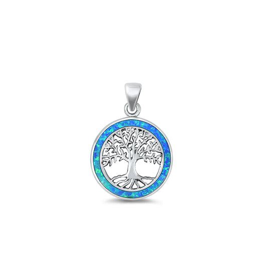 Silver Lab Opal Pendant - Tree of Life