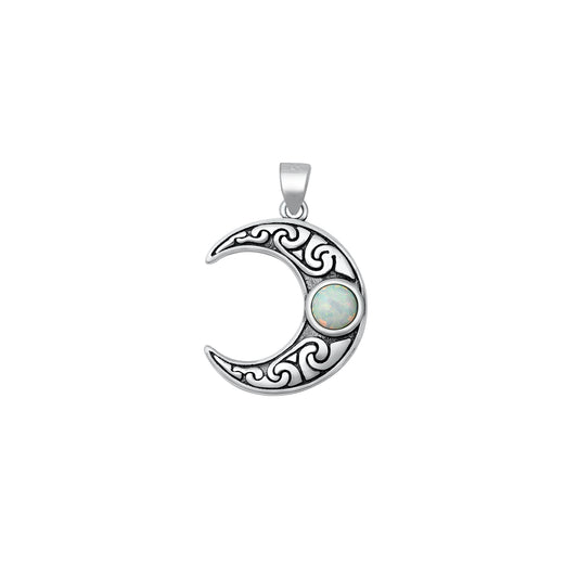 Silver Lab Opal Pendant - Celtic Moon