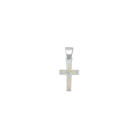 Silver Lab Opal Pendant - Cross