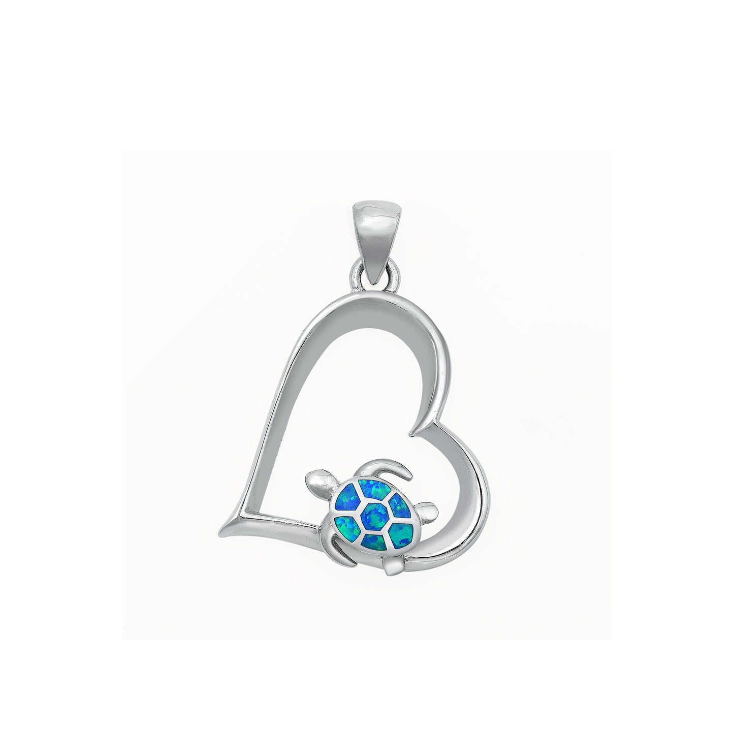 Silver Stone Pendant - Heart & Sea Turtle