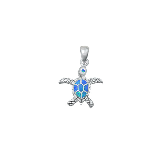 Silver Lab Opal Pendant - Turtle