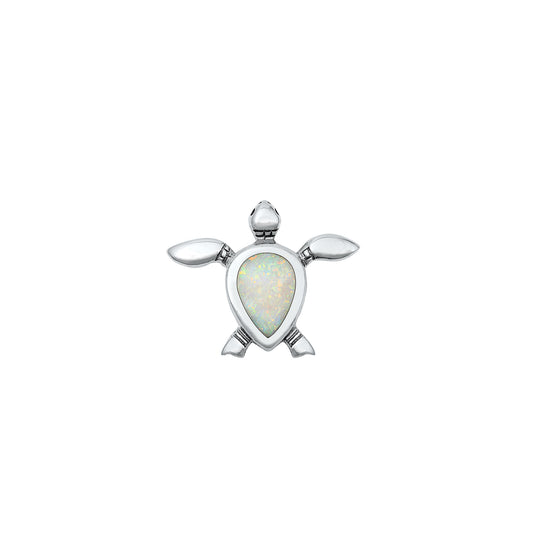 Silver Lab Opal Pendant - Turtle