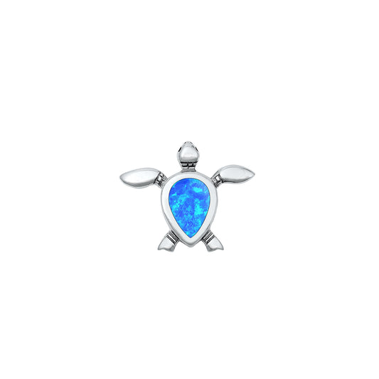Silver Lab Opal Pendant - Turtle