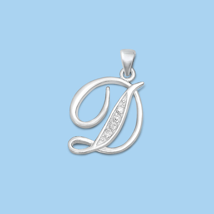 Silver Initial Pendant - D