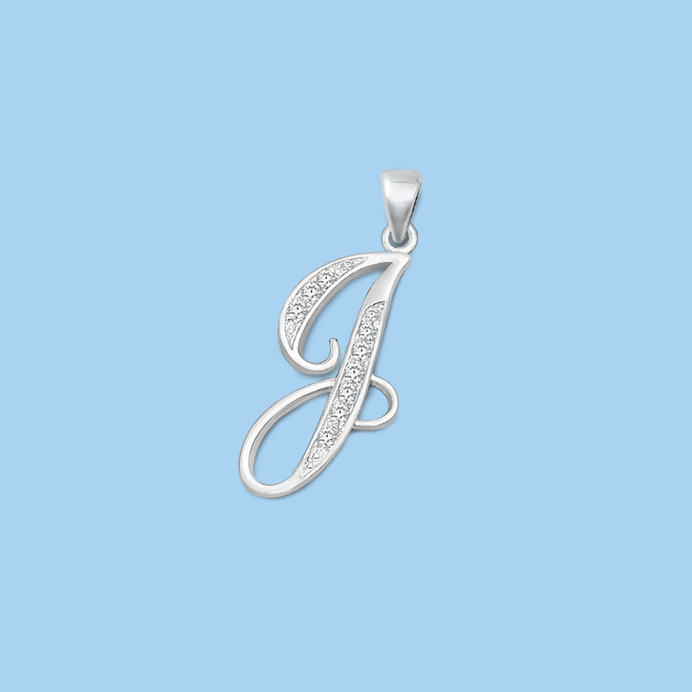 Silver Initial Pendant - J