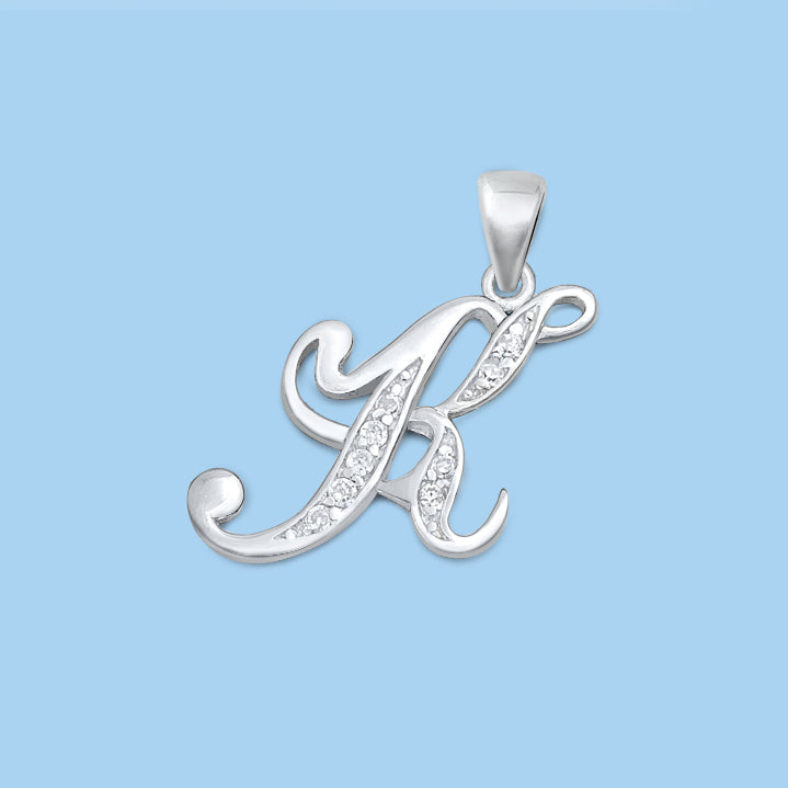 Silver Initial Pendant - K
