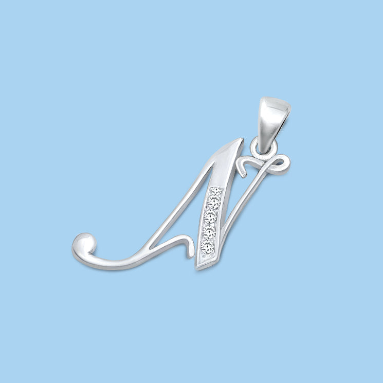 Silver Initial Pendant - N