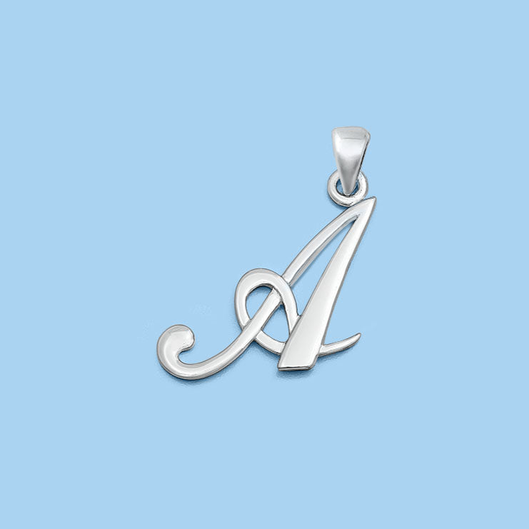 Silver Initial Pendant - A