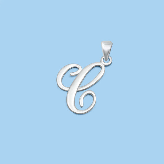 Silver Initial Pendant - C