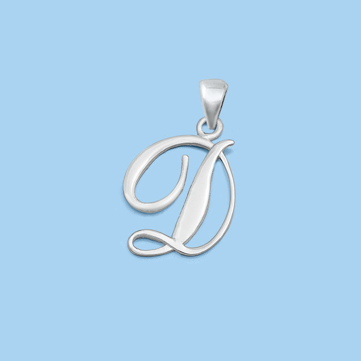 Silver Initial Pendant - D