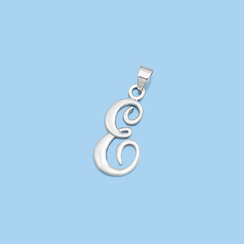 Silver Initial Pendant - E