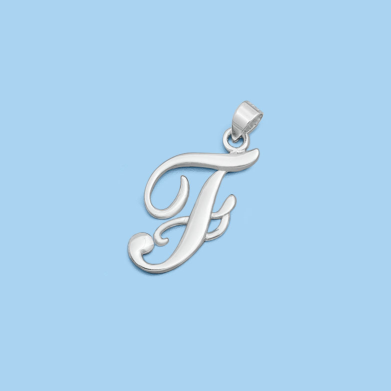 Silver Initial Pendant - F