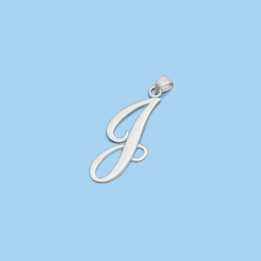 Silver Initial Pendant - J